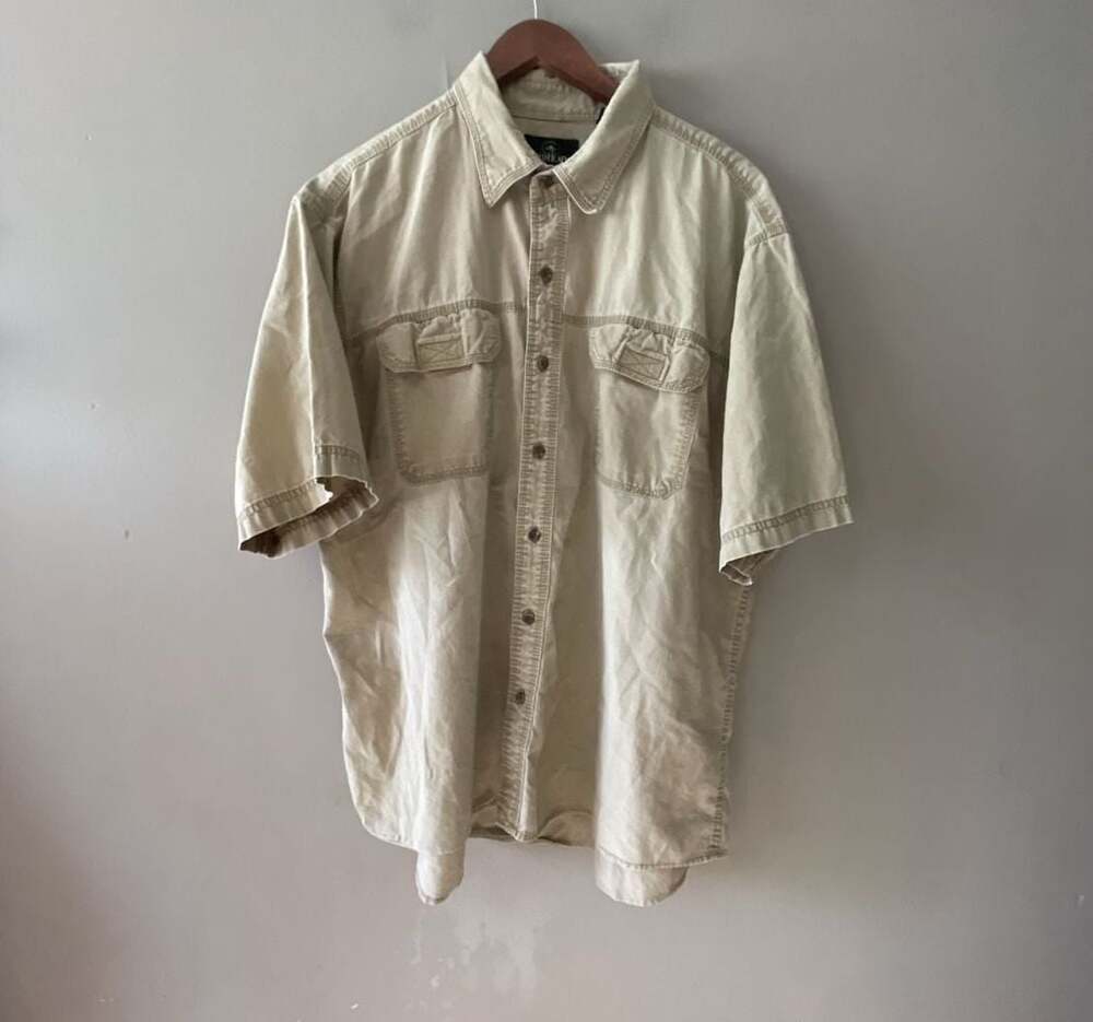 RedHead Short Sleeve Button Up Shirt Tan Beige 2XL Double Pocket